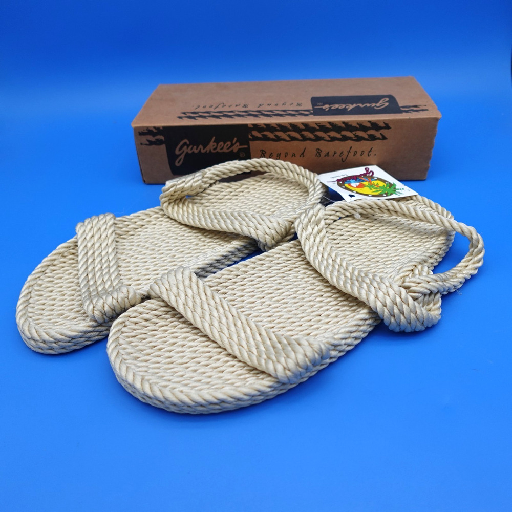 Gurkee's Barbados Men's 12.5-13 Beige Rope Sandals New in Box Made Mexico